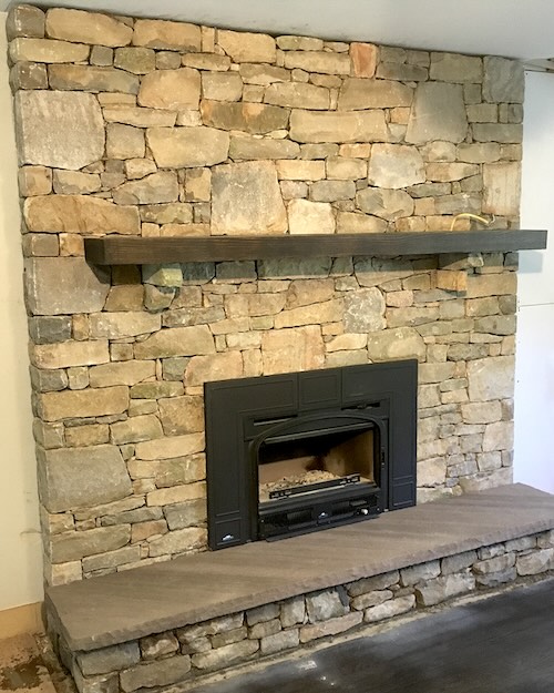 Picture of a stone fireplace