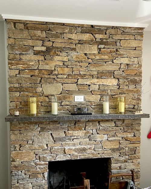 Picture of a stone fireplace